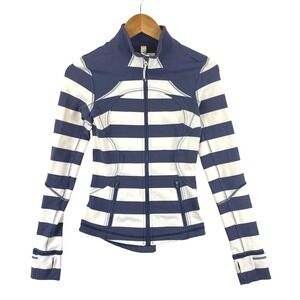 Lululemon Women's Small 4 Navy Blue White Striped Define Jacket Full Zip Yoga